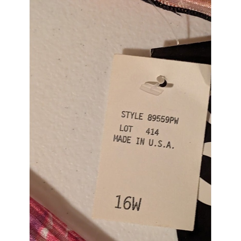 Over & Under Sheer Floral Pleated Blouse 16W Long Sleeve Made in USA NOS - Picture 2 of 3
